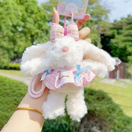 Jinnew Chanel Style Plaid Skirt Hanging Ear Rabbit Plush Pendant Niche Cute Bag Charm Keychain