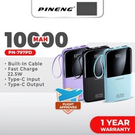 [NEW] Pineng PN-797PD 10000mAh 22.5W Fast Charge Powerbank Built in Cables Type-C & Fruit PN797