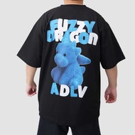 ADLV Fuzzy Dragon Blue In Black Tee Authentic ADLV T-Shirt/