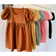 GC PUFF SLEEVE & RIBBON DRESS/EMBOSSED FABRIC FOR KIDS 2 TO 4 YR OLD
