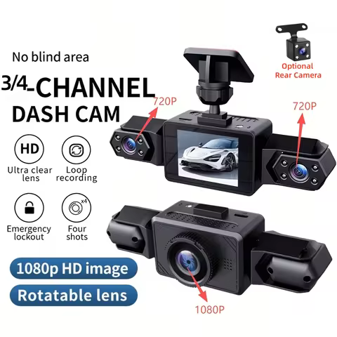 3/4‑Channel 360° Panoramic Car Dash Cam, Night Vision, 24H Parking Monitor, Wide Angle Recorder for 