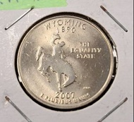 少見硬幣--美國2007年25美分-50州紀念幣-懷俄明州 (United States 50 State Quarters-2007 Wyoming)