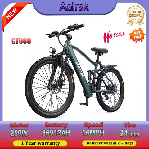 Aairsk GT900 Ebike 250W Motor 36V13AH All-terrain Mountain Off-road Electric Bike 24 inch Tire City 
