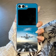 Case for Samsung Galaxy Z Flip7 Flip6 Flip5 Flip 7FE 5G PC Aircraft Airport Take Off Plastic Phone C