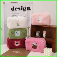 B4 Lotso strawberry bear Cartoon large capacity plush cosmetics toiletries storage bag portable trav