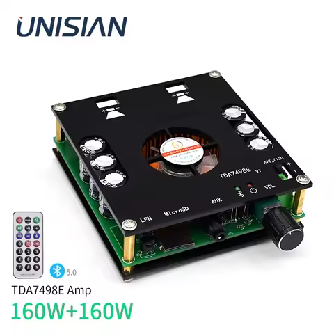 UNISIAN TDA7498E Bluetooth Amplifier 2X160W 2.0 Channels Power Amplifiers Board Class-D Digital AMP 