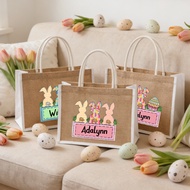 Personalized Easter Tote Bag,Easter Gift Ideas,Custom Bunny Tote Easter Bag with Name，Easter Egg Hun