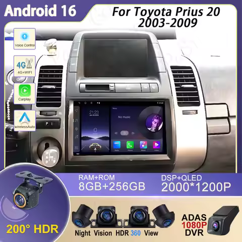 Carplay Autoradio Android 16 For Toyota Prius 20 2003-2009 Car Radio Multimedia Video Player GPS Nav