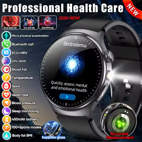 2026 New Model Galvanic skin test Health SmartWatch Men ECG+PPG Uric Acid Blood Pressure Body analys