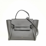 CELINE Belt鯰魚包Mini28灰色牛皮金扣