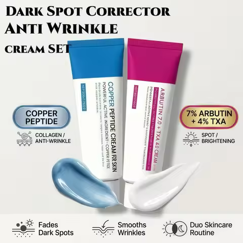 Dark Spot Corrector&Anti-Wrinkle Set,Arbutin 7%+TXA 4% Multi-Stage Spot Correction,Triple Peptide An