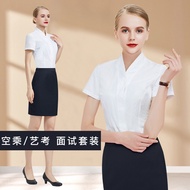 South Air Aviation Attendant V-Neck White Shirt Women Uniform Suit Workwear Professional Wear Airlin