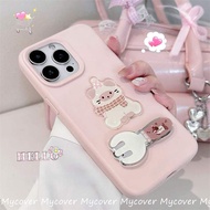 Korean Girl Style Puppy Sausage Fork Phone Holder and Pink Cat Case for iPhone 13 14 15 16 11 12 Pro
