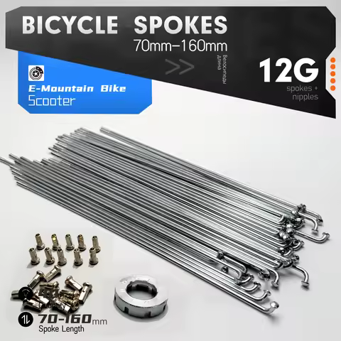 Ebike Wheel Spokes 12G 40Pcs Electric Bicycle Spokes 2.5mm Diameter Bicycle Spokes with Nipple Cycli