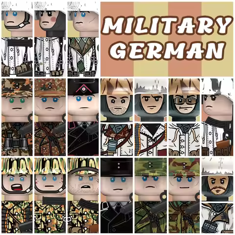 WW2 Military German Soldier Figures Building Blocks War Army Winter Snow Warrior Camouflage Officer 