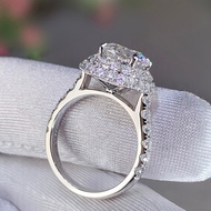 18k White Gold Moissanite Ring Female D Color Luxury Four-Claw Ring Set Wedding Ring 5 Carat Platinu