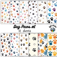 12 Sheets Dog Paws 1 by byte studio | Premium Paper Craft Junk Journal Stationery