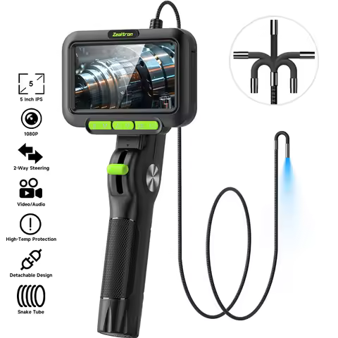 360° 2-Way Articulation Borescope Camera 3.9mm 1080P Industrial Endoscope with 5'' IPS Screen Detach