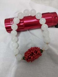 天然翡翠和田玉红珊瑚手串