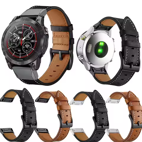 Quickfit Breathable Leather Strap For Garmin Epix Pro Gen 2 47mm/Fenix 7 Pro 6 5/Instinct 2/Forerunn