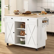 Ada Stok Kitchen Island On Wheels, Rolling Kitchen Island Troli Dengan Drop Daun Countertop, Barn Do