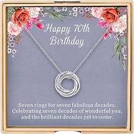 70th birthday gifts for women, 925 Sterling Silver Seven Circle Necklace for 70th Birthday Gift Idea