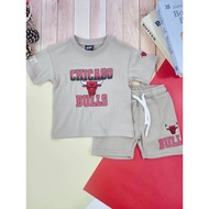 NBA Set Short-Sleeved Shirt-Brown Shorts Chicago Bulls Screen Printing & Embroidery