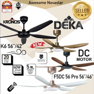 Deka F5DC Pro 56” / 46” /DX 56" /K6 56"/42" Remote Control DC Motor Ceiling Fan / Kipas Siling