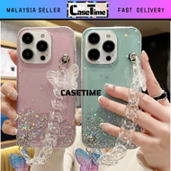 SAMSUNG A14 A54 4G 5G glitter shining transparent butterfly chain holder soft case fon casing 手机壳