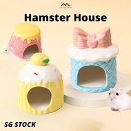 {SG} Ceramic Hamster Hideout Cooling Hamster House Rumah Sleeping Hamster Nest Habitat Cute Cake Des