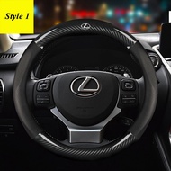 Car carbon fiber cowhide perforated steering wheel cover for Lexus nx200t ct200h RX350 GX470 ES350 G