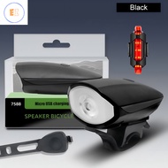 EZ Bicycle Headlight With Horn 120 DB 3 Modes USB Rechargeable And Waterproof Mountain Bike Accessor