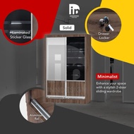 4FT Sliding Wardrobe Aluminum sliding door track Hollow plywood material L119.4CM x D53.3CM x H190.5