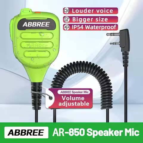 ABBREE AR-850 Speaker Mic Walkie Talkie IP54 Waterproof Volume Adjustable K-Plug for UV-5R BF-888S A