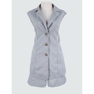 2-Piece Set Women's Work Clothes Vest + Shorts Gray