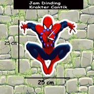 Jam Dinding Krakter Spiderman/Pikachu/Jam Krakter Anak