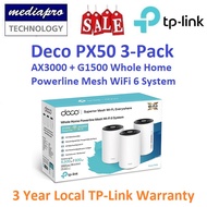 TP-LINK DECO PX50 3-Pack AX3000 + G1500 Whole Home Powerline Mesh WiFi 6 System ( Pack of 3 ) - 3 Year Local TP-Link Warranty
