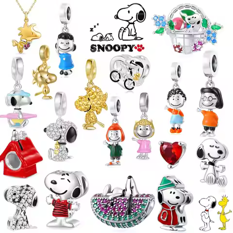 MINISO PEANUTS@ Snoopy Lucy Sally Linus Marcie Character Fit Bracelet For Women Pendant Original 925