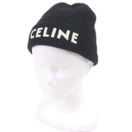 成色極佳 □ CELINE 2A45T207O 100% 羊絨 Logo 針織帽 黑白配色 義大利製造 正品 男士