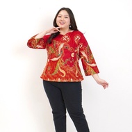 baju blouse batik wanita jumbo big size oversize xxl xxxl 559 ld 120cm - maroon