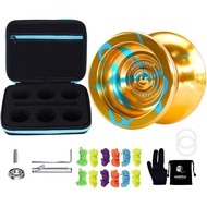 Yoyo Professional Unresponsive Yoyo N11 Gold Blue, Alloy Metal Yoyo for Kids/