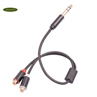 6.35mm Male to Double  Lotus Female Audio Adapter Cable Component  Female to 1/4 Inch Splitter Cable