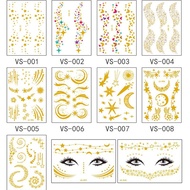 A Golden Star Moon Tattoo Waterproof Face Makeup Eye Makeup Eyebrow Sticker Wedding Face Makeup Face