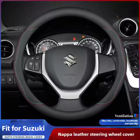 Car Leather Steering Wheel Cover for SX4 S-Cross Solio Celerio Vitara Baleno Ignis XBEE S-Presso Acr