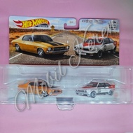 Diecast Hot Wheels Premium 2 Pack 73 Holden Monaro GTS & 77 Holden Torana A9X Rubber Tires