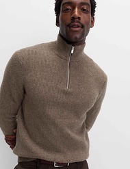 Supersoft Ribbed Half zip Jumper with Wool