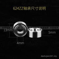 Ready Stock Miniature Electric Bearing 624ZZ Size 4 * 13 * 5mm Zhejiang High Speed Deep Groove Ball 