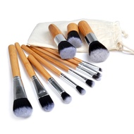 11Bamboo Handle Makeup Brush Set Eco-friendly Burlap Bag Makeup Brushes Beauty Tools In Stock YXHZ