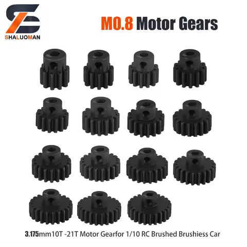 M0.8 3.175mm Hardened Steel Metal Pinion 10T 11T 12T 13T 14T 15T 16T 17T 18T 19T 20T 21T Motor Gear 