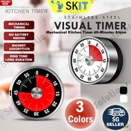 Stainless Steel Mechanical Kitchen Timer Magnetic 60-Minute Cooking Countdown Alarm Clock Stopwatch